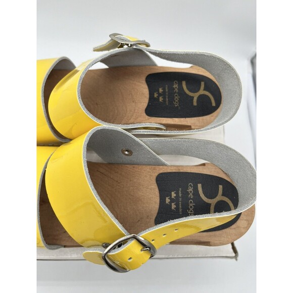 Cape Clogs Sweden Hedda Yellow Patent Wood Sole Sandals Women's Size 36 - Picture 5 of 11